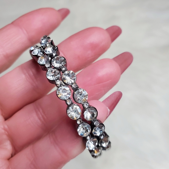 Bling Gemstone large hoop earrings - Picture 2 of 4